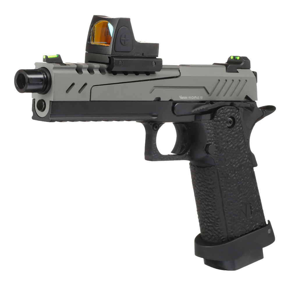 Vorsk Airsoft Hi-Capa 5.1 Split-Slide mit HD5141 LPZ Vollmetall GBB 6mm BB grau / schwarz