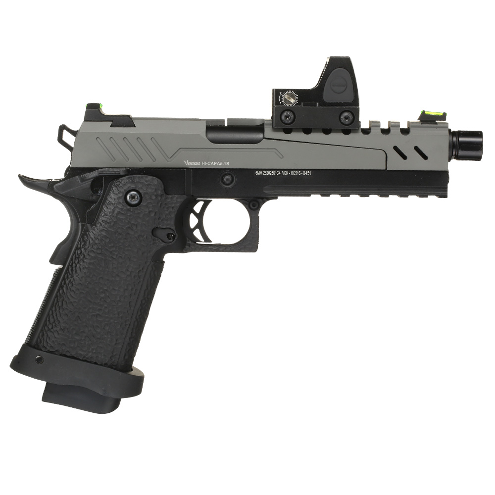 Vorsk Airsoft Hi-Capa 5.1 Split-Slide mit HD5141 LPZ Vollmetall GBB 6mm BB grau / schwarz Bild 1