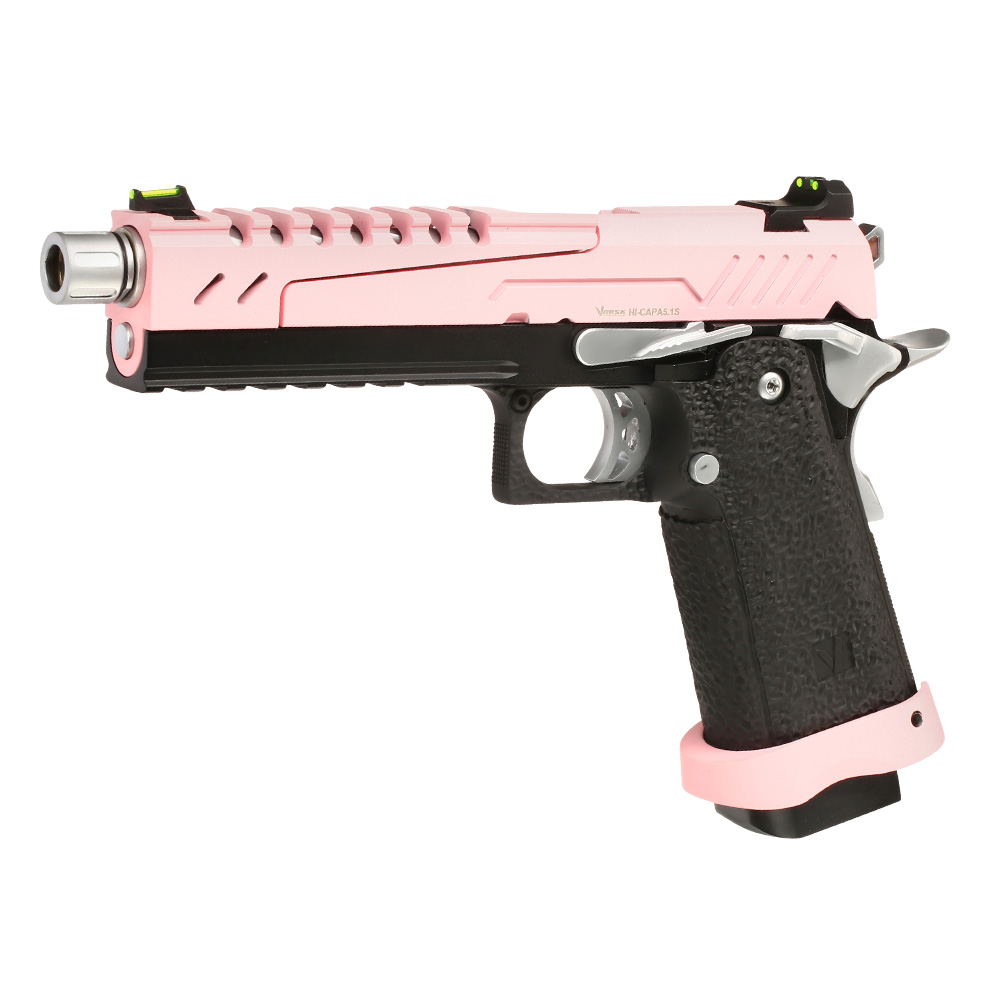 Vorsk Airsoft Hi-Capa 5.1 Split-Slide Vollmetall GBB 6mm BB pink / schwarz