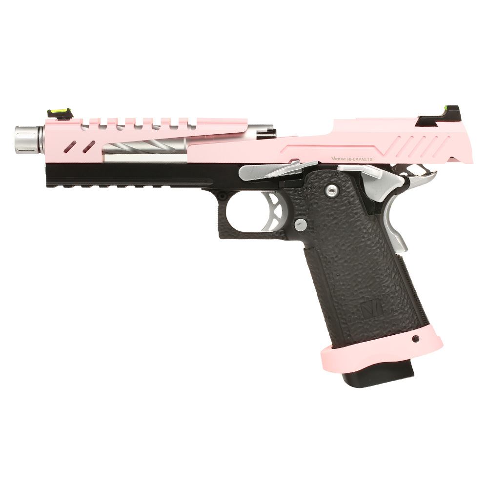 Vorsk Airsoft Hi-Capa 5.1 Split-Slide Vollmetall GBB 6mm BB pink / schwarz Bild 2