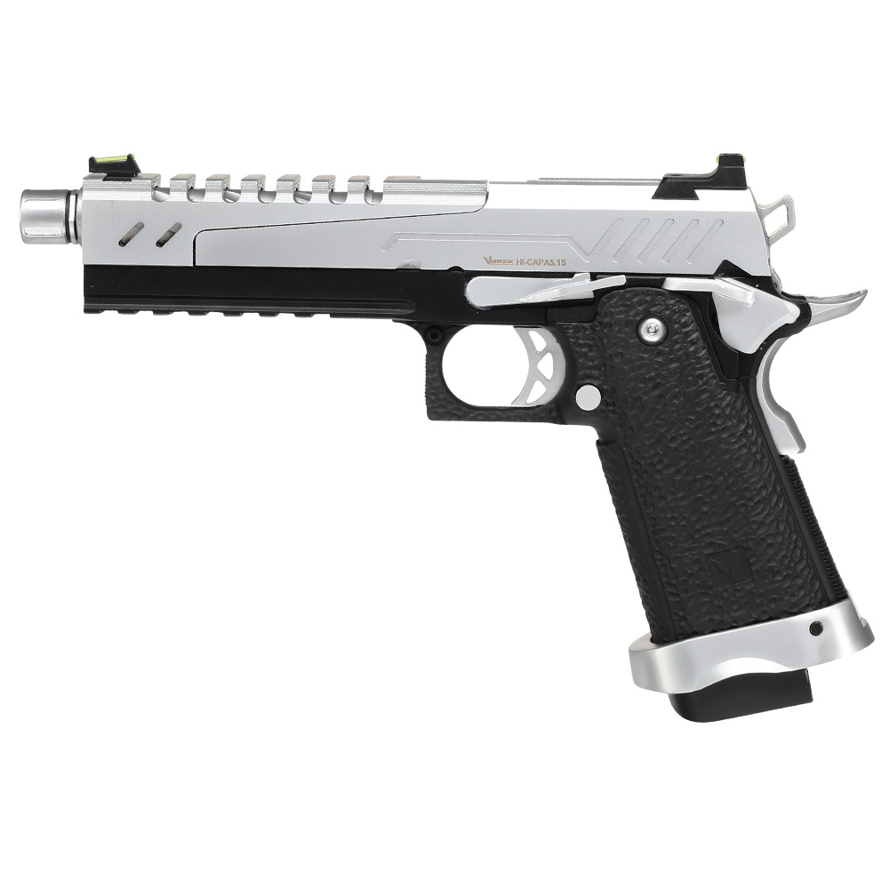 Vorsk Airsoft Hi-Capa 5.1 Split-Slide Vollmetall GBB 6mm BB chrome / schwarz Bild 1