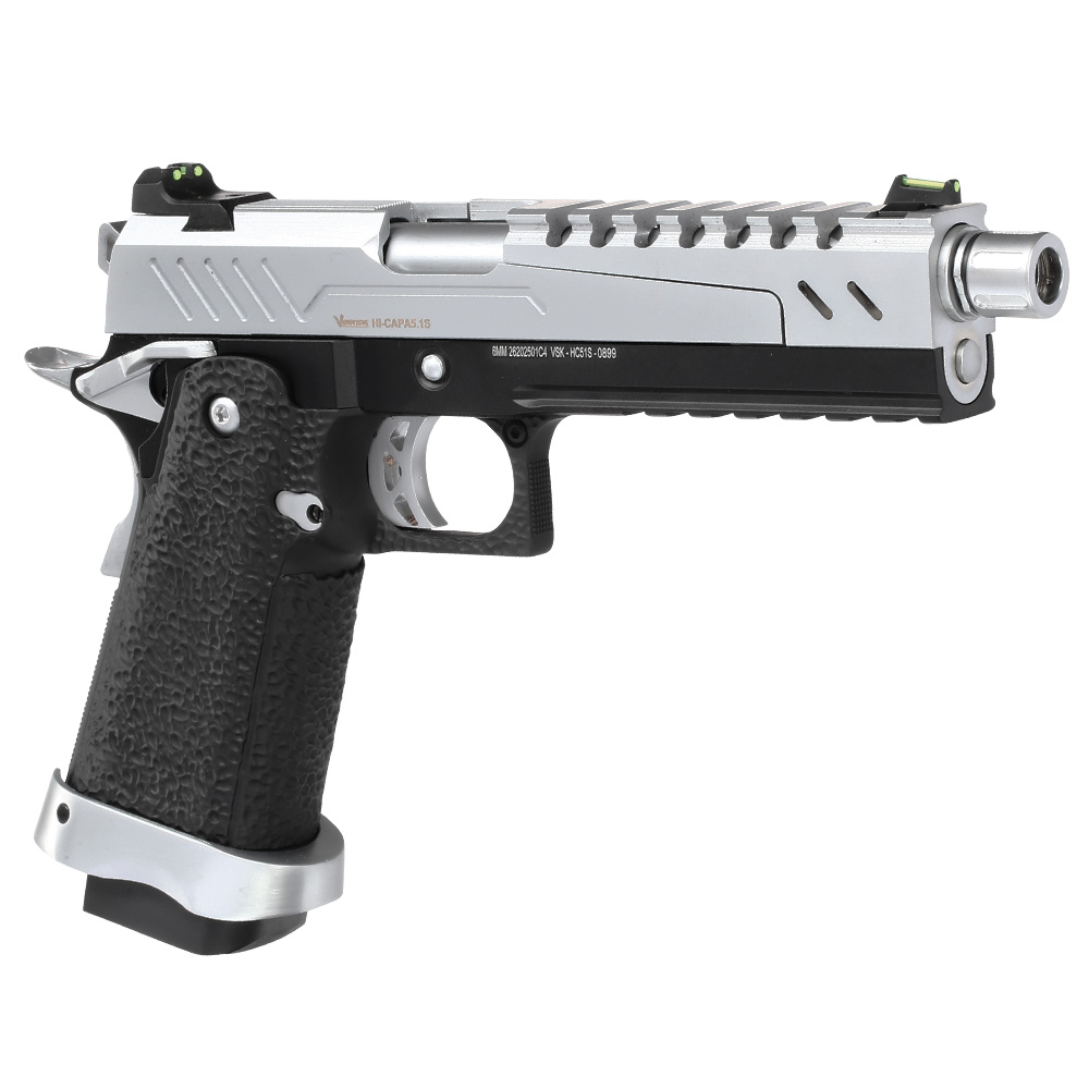 Vorsk Airsoft Hi-Capa 5.1 Split-Slide Vollmetall GBB 6mm BB chrome / schwarz Bild 7