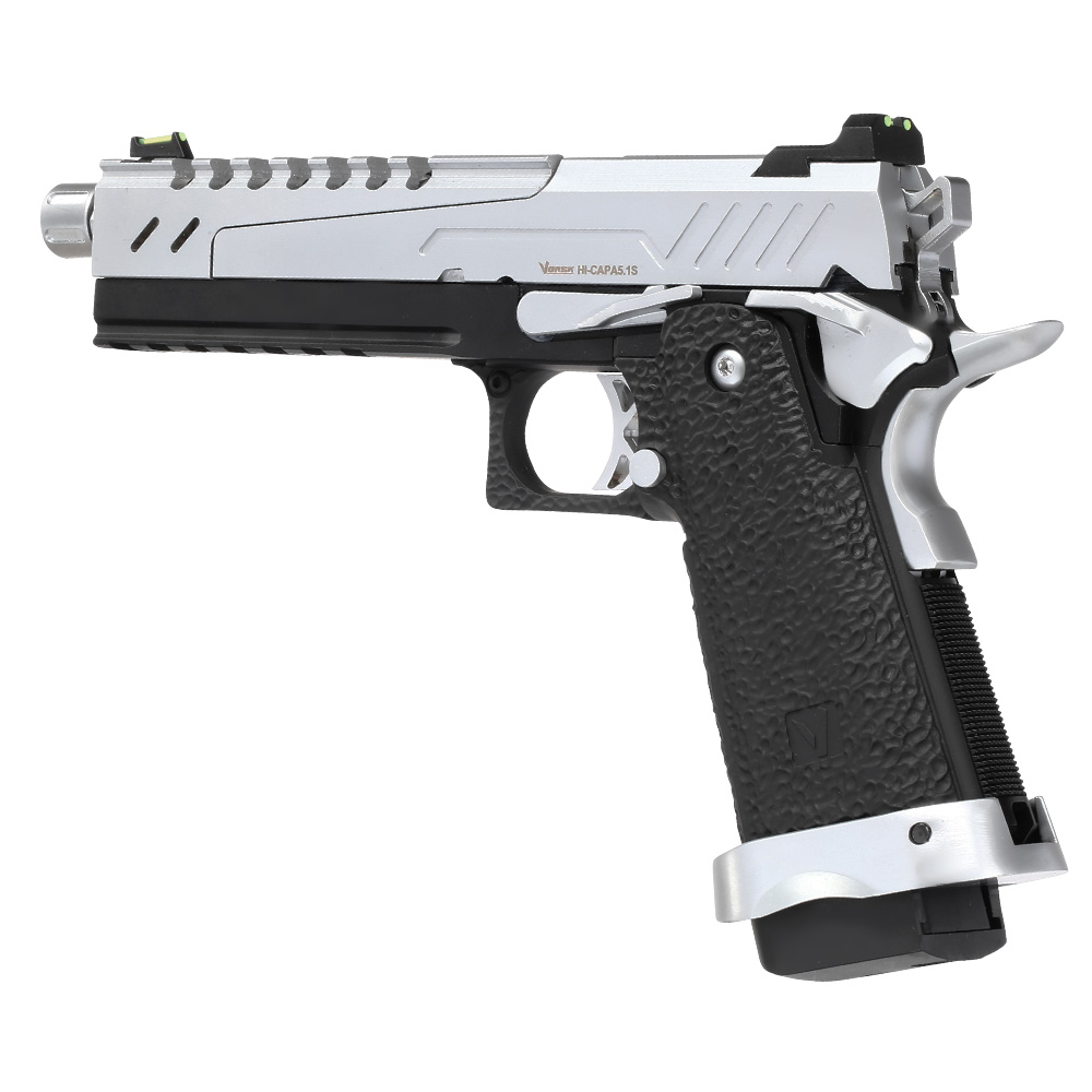 Vorsk Airsoft Hi-Capa 5.1 Split-Slide Vollmetall GBB 6mm BB chrome / schwarz Bild 8