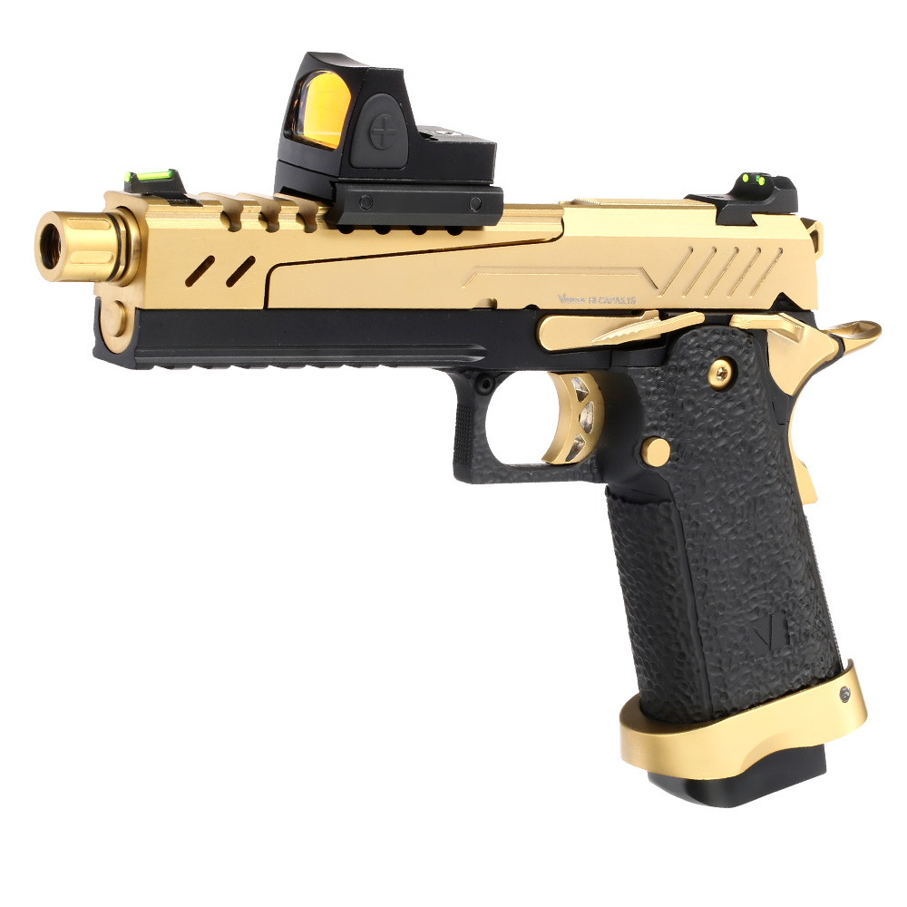 Vorsk Airsoft Hi-Capa 5.1 Split-Slide mit HD5141 LPZ Vollmetall GBB 6mm BB gold / schwarz