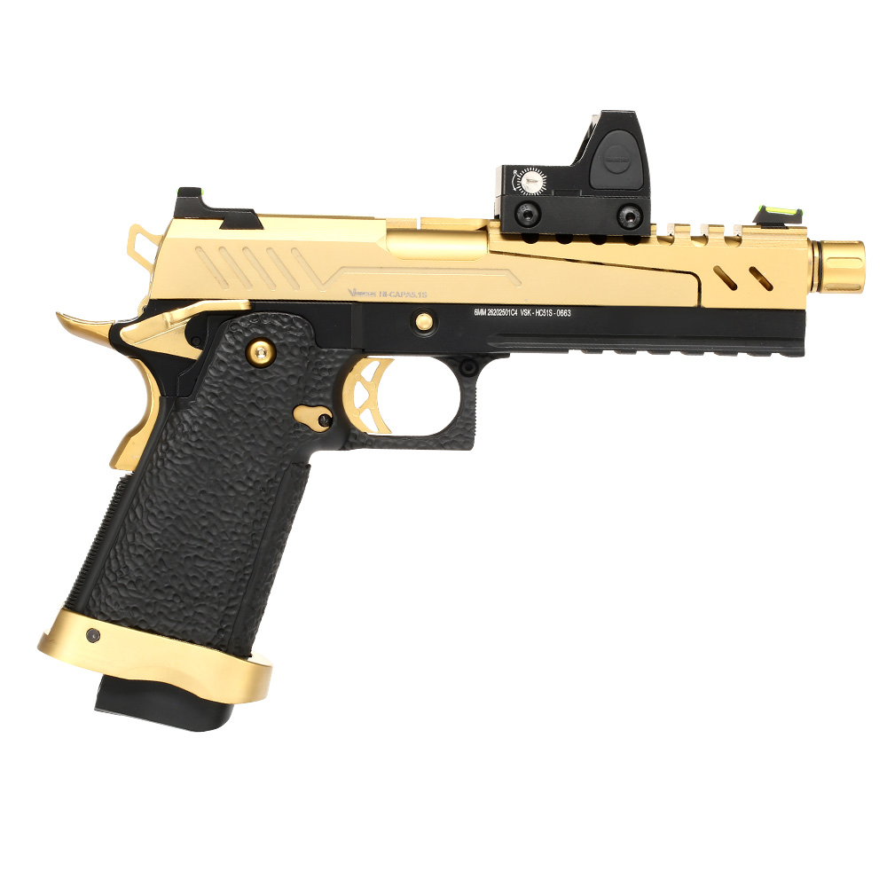 Vorsk Airsoft Hi-Capa 5.1 Split-Slide mit HD5141 LPZ Vollmetall GBB 6mm BB gold / schwarz Bild 3