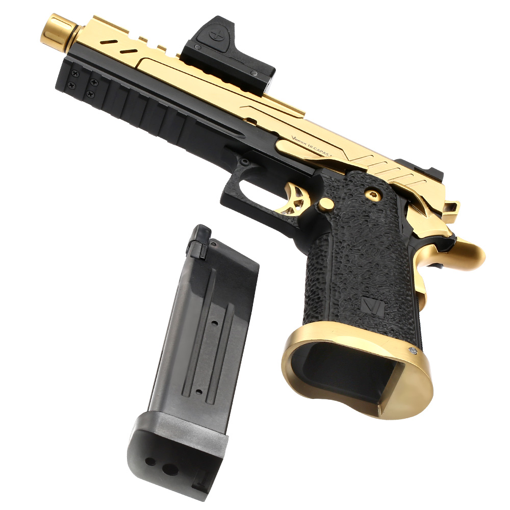 Vorsk Airsoft Hi-Capa 5.1 Split-Slide mit HD5141 LPZ Vollmetall GBB 6mm BB gold / schwarz Bild 6