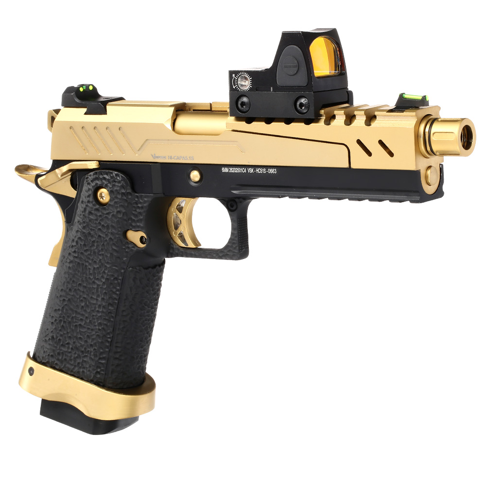 Vorsk Airsoft Hi-Capa 5.1 Split-Slide mit HD5141 LPZ Vollmetall GBB 6mm BB gold / schwarz Bild 7