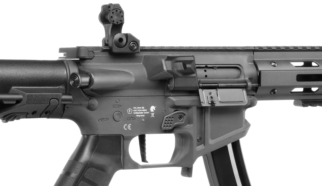 King Arms PDW 9mm SBR SD M-LOK Polymergehuse S-AEG 6mm BB Urban Grey Bild 8