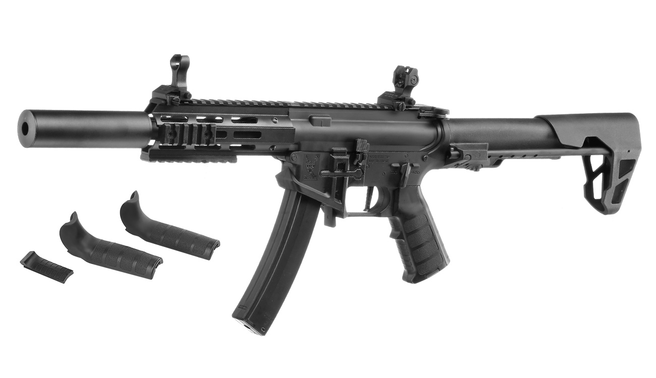 King Arms PDW 9mm SBR M-LOK SD Polymergehuse S-AEG 6mm BB schwarz