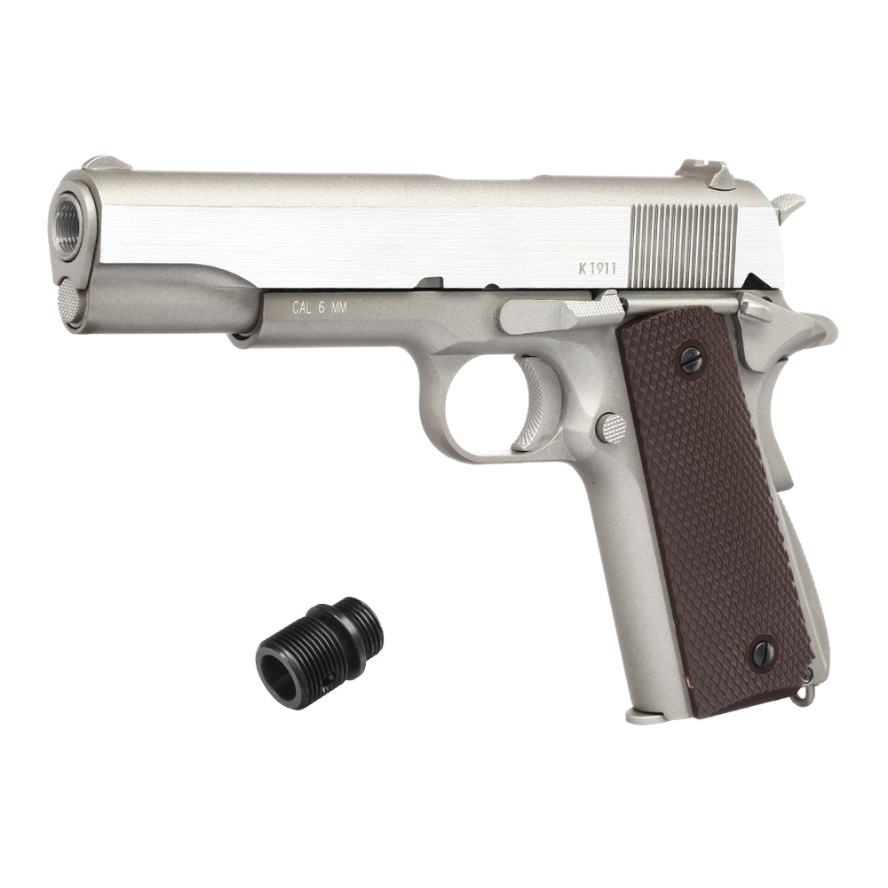 KWC M1911A1 Military Vollmetall CO2 BlowBack 6mm BB Stainless-Grey - Special Limited Edition