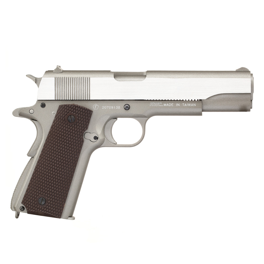 KWC M1911A1 Military Vollmetall CO2 BlowBack 6mm BB Stainless-Grey - Special Limited Edition Bild 3