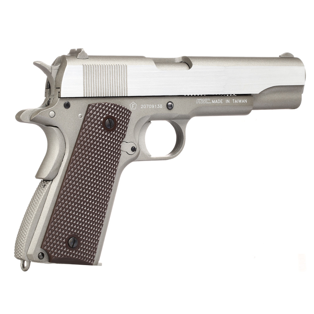 KWC M1911A1 Military Vollmetall CO2 BlowBack 6mm BB Stainless-Grey - Special Limited Edition Bild 4