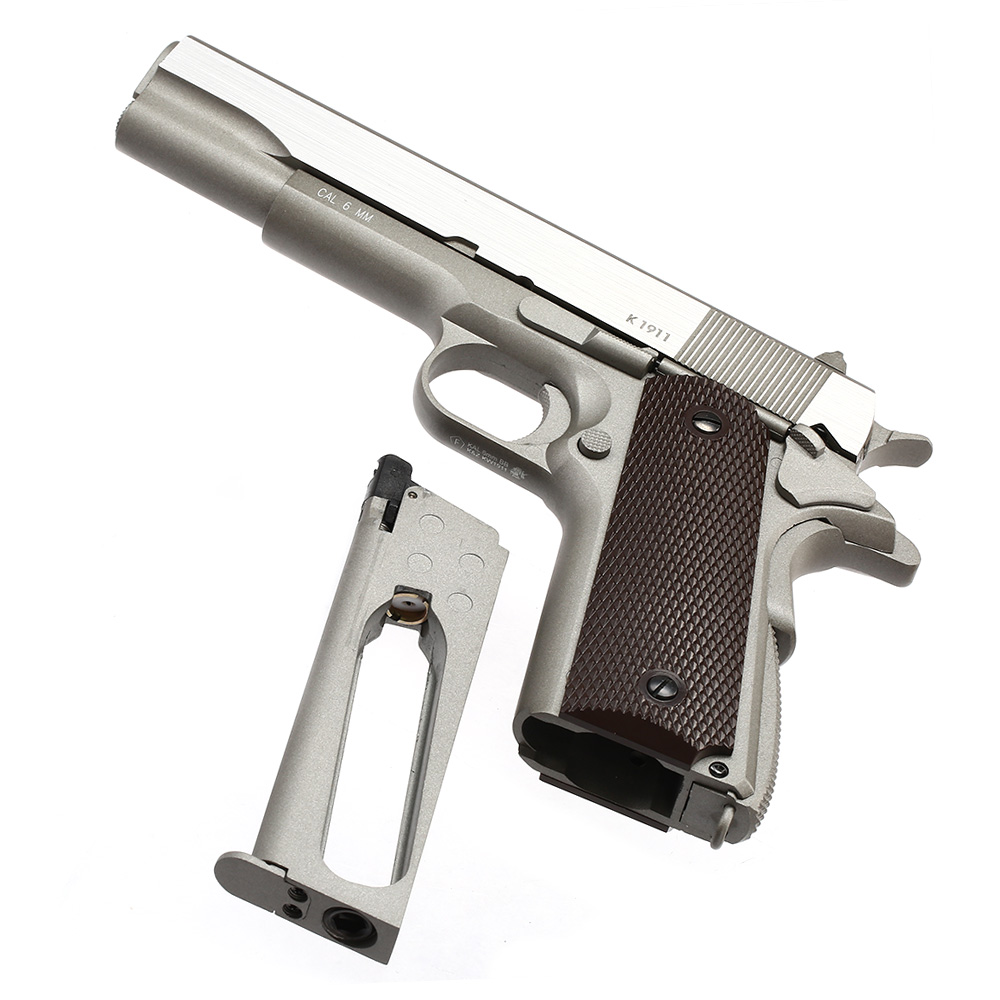 KWC M1911A1 Military Vollmetall CO2 BlowBack 6mm BB Stainless-Grey - Special Limited Edition Bild 6