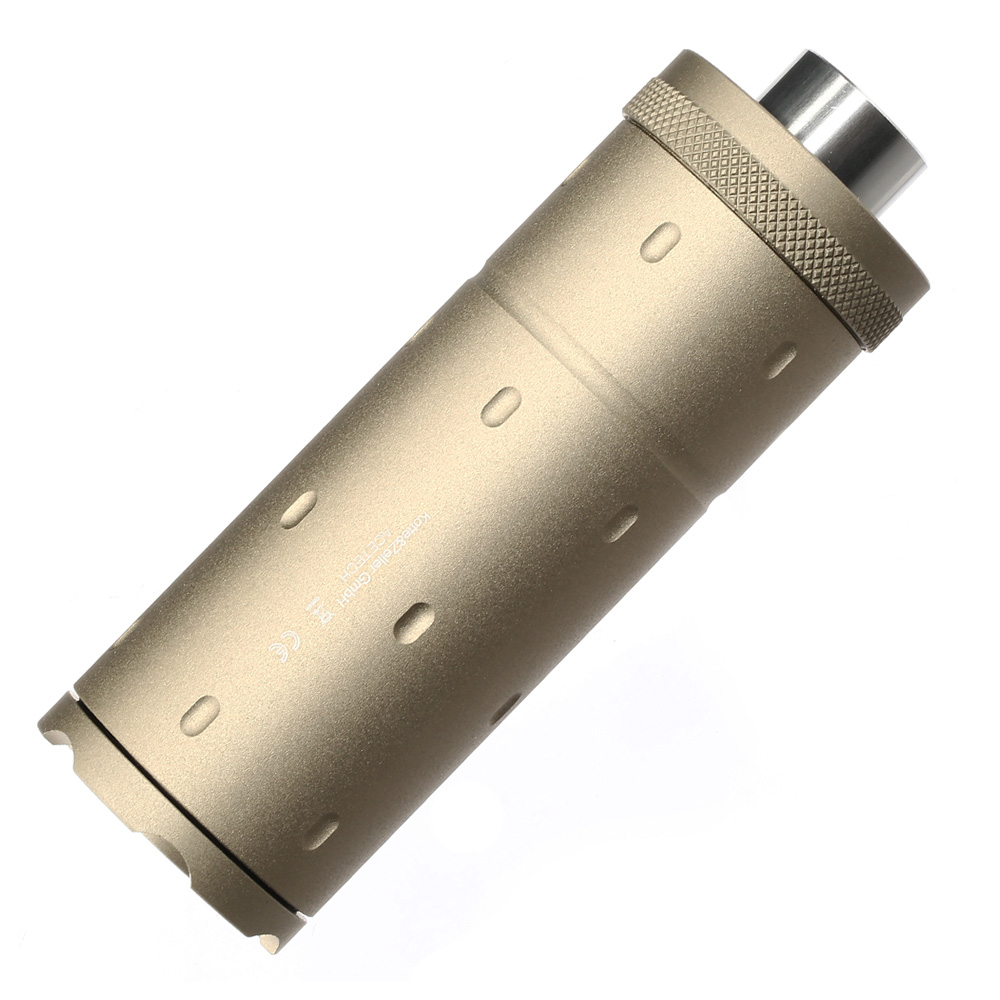 Acetech Lighter BT Aluminium Silencer Mini Tracer Unit / Chronograph inkl. LiPo Akku 11mm+ / 14mm- Tan Bild 2