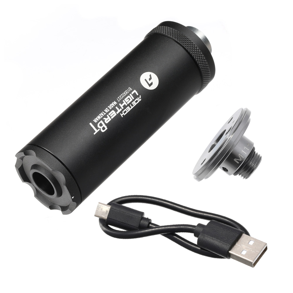 Acetech Lighter BT Aluminium Silencer Mini Tracer Unit / Chronograph inkl. LiPo Akku 11mm+ / 14mm- schwarz