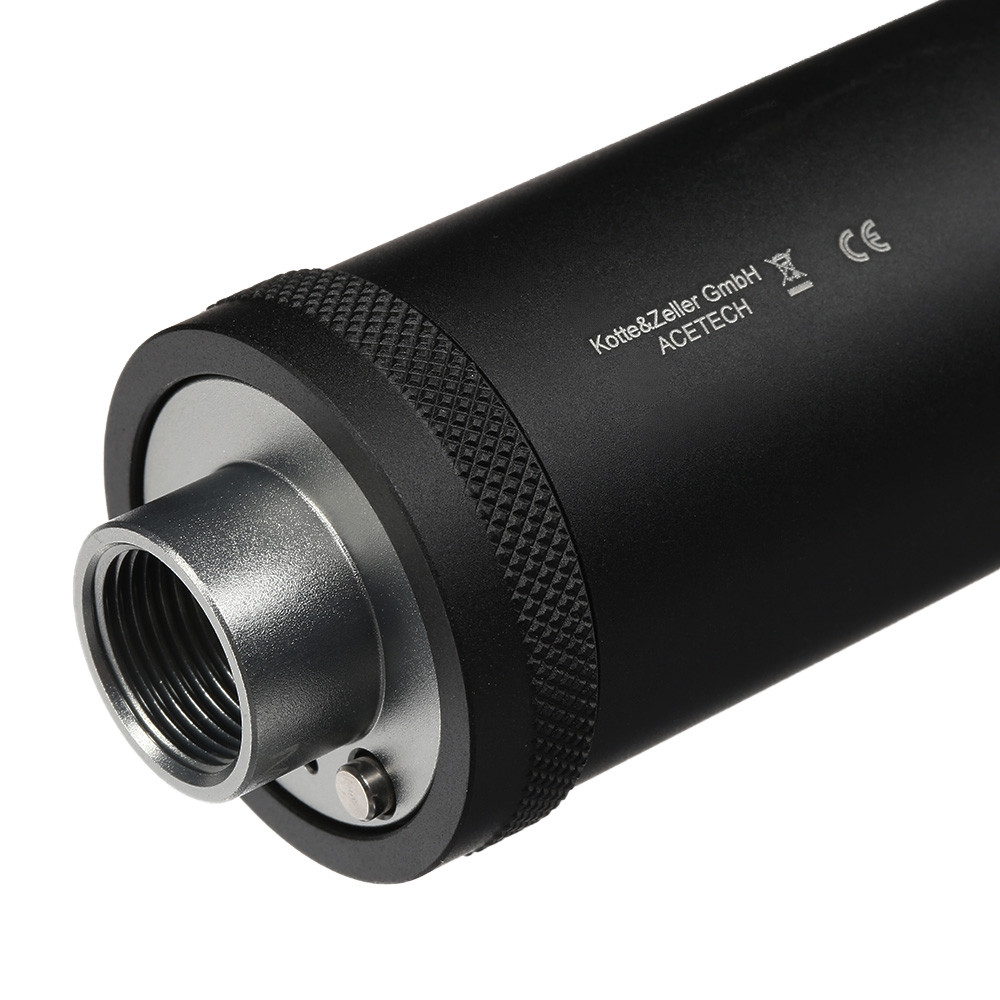 Acetech Lighter BT Aluminium Silencer Mini Tracer Unit / Chronograph inkl. LiPo Akku 11mm+ / 14mm- schwarz Bild 5