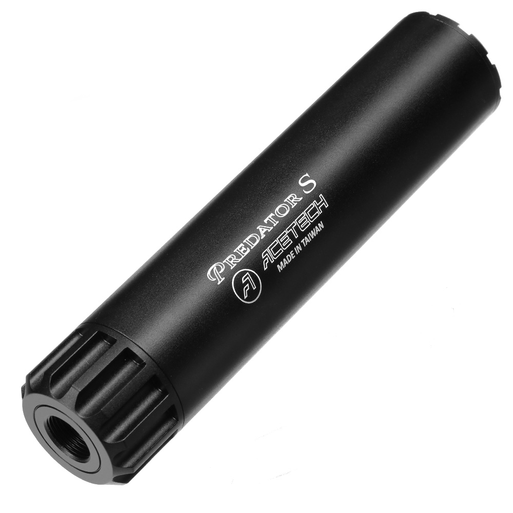 Acetech Predator S R Aluminium Mock Silencer Tracer Unit inkl. Li-Ion Akku 14mm- schwarz Bild 1