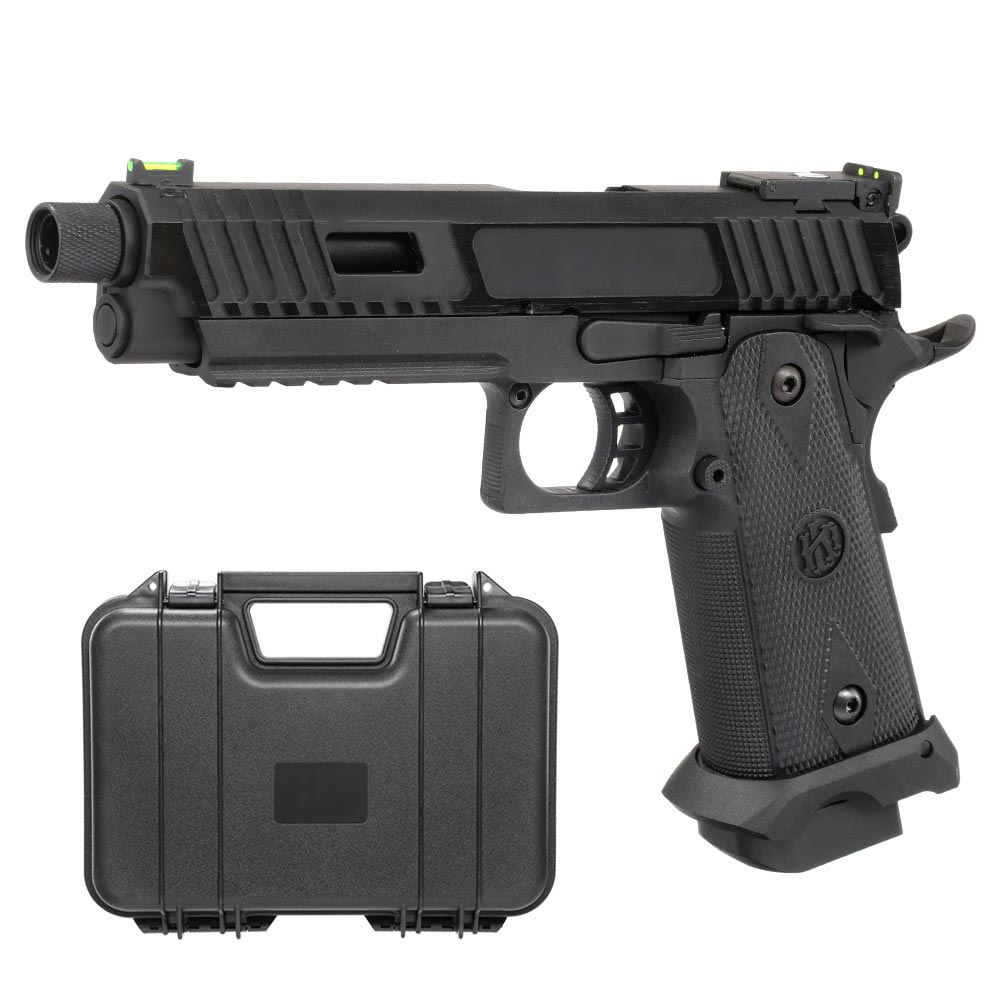 KLI Hi-Capa 5.1 Kiki Mora Airsoftpistole Vollmetall GBB 6mm BB Blackout Edition inkl. Koffer