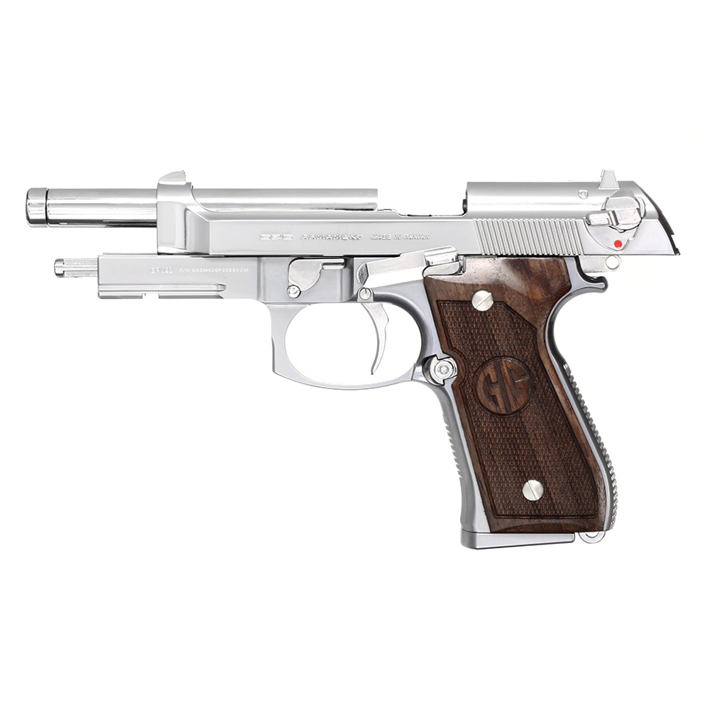 G&G GPM92 GP2 Airsoftpistole Vollmetall GBB 6mm BB Silber-Chrome inkl. Pistolenkoffer - Walnussholz Limited Edition Bild 2