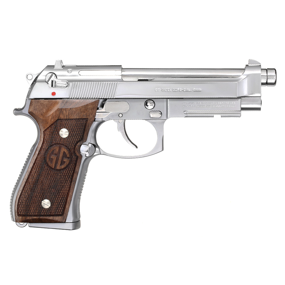 G&G GPM92 GP2 Airsoftpistole Vollmetall GBB 6mm BB Silber-Chrome inkl. Pistolenkoffer - Walnussholz Limited Edition Bild 3