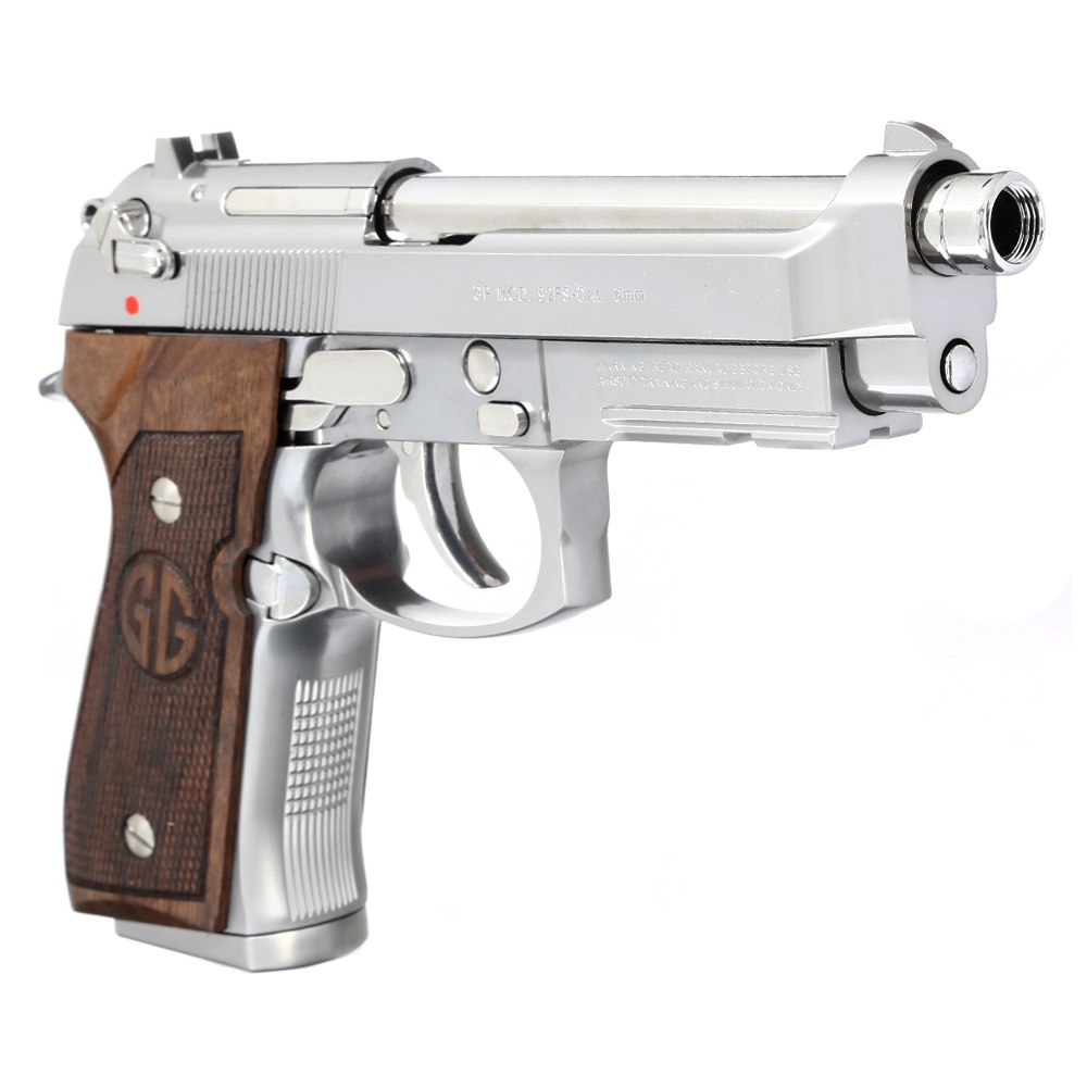 G&G GPM92 GP2 Airsoftpistole Vollmetall GBB 6mm BB Silber-Chrome inkl. Pistolenkoffer - Walnussholz Limited Edition Bild 8