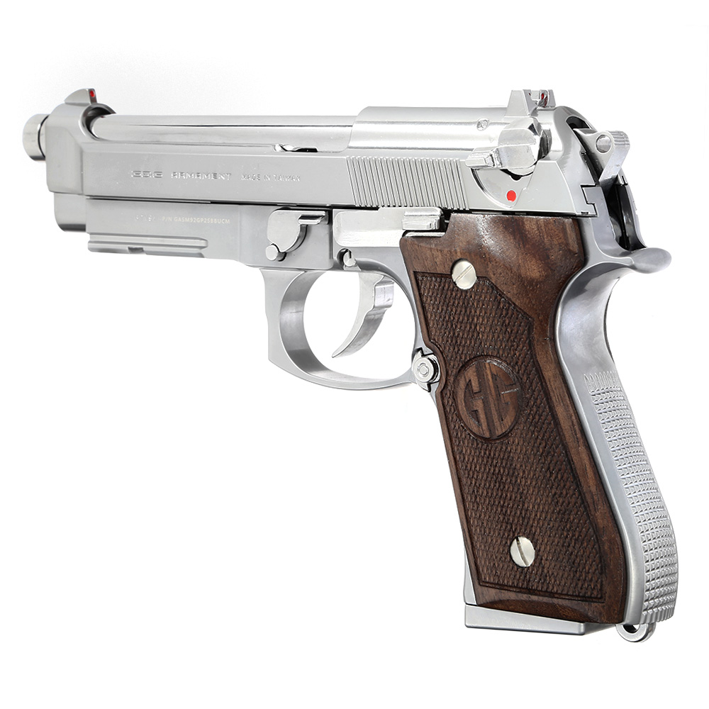 G&G GPM92 GP2 Airsoftpistole Vollmetall GBB 6mm BB Silber-Chrome inkl. Pistolenkoffer - Walnussholz Limited Edition Bild 9