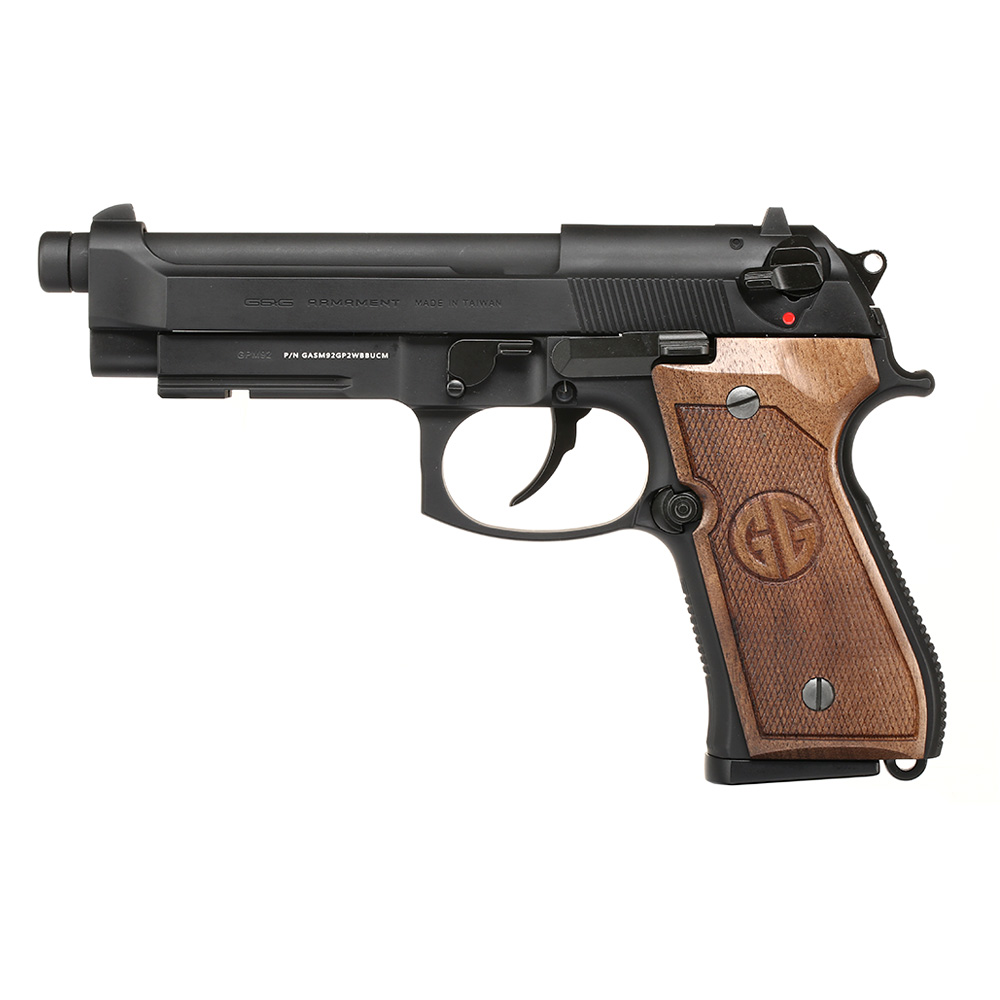 G&G GPM92 GP2 Vollmetall GBB 6mm BB schwarz inkl. Pistolenkoffer - Walnussholz Limited Edition Bild 1