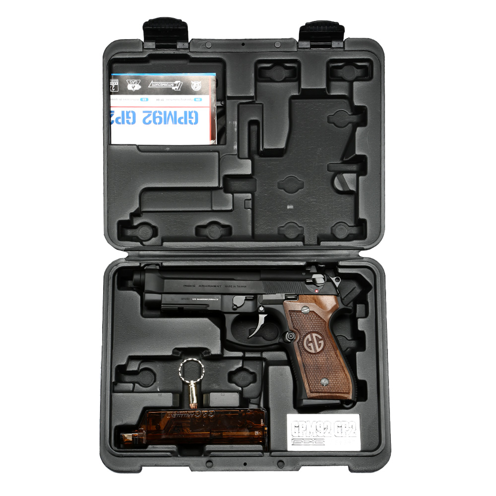 G&G GPM92 GP2 Vollmetall GBB 6mm BB schwarz inkl. Pistolenkoffer - Walnussholz Limited Edition Bild 7