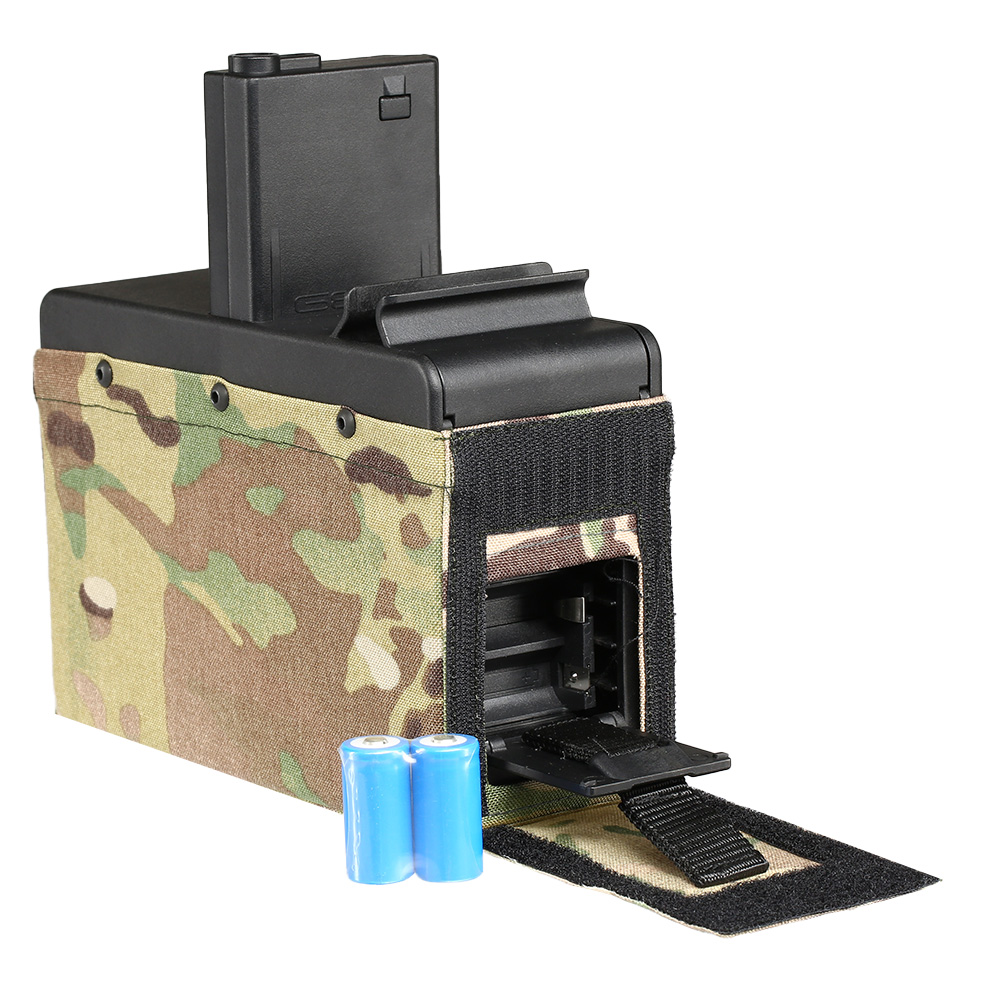 G&G M4 / M16 LMG Box-Magazin Hi-Cap 2500 Schuss Multicam - elektrisch Bild 6