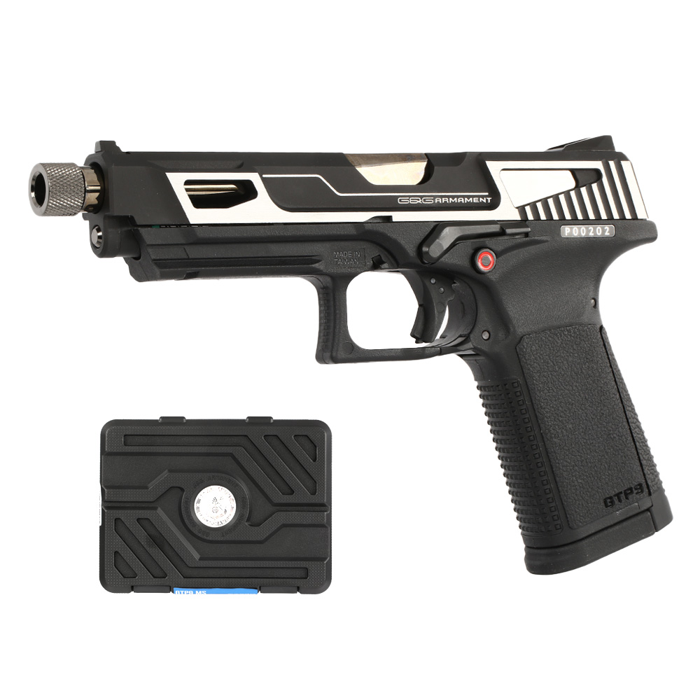 G&G GTP9 MS mit Metallschlitten GBB 6mm BB silber inkl. Pistolenkoffer