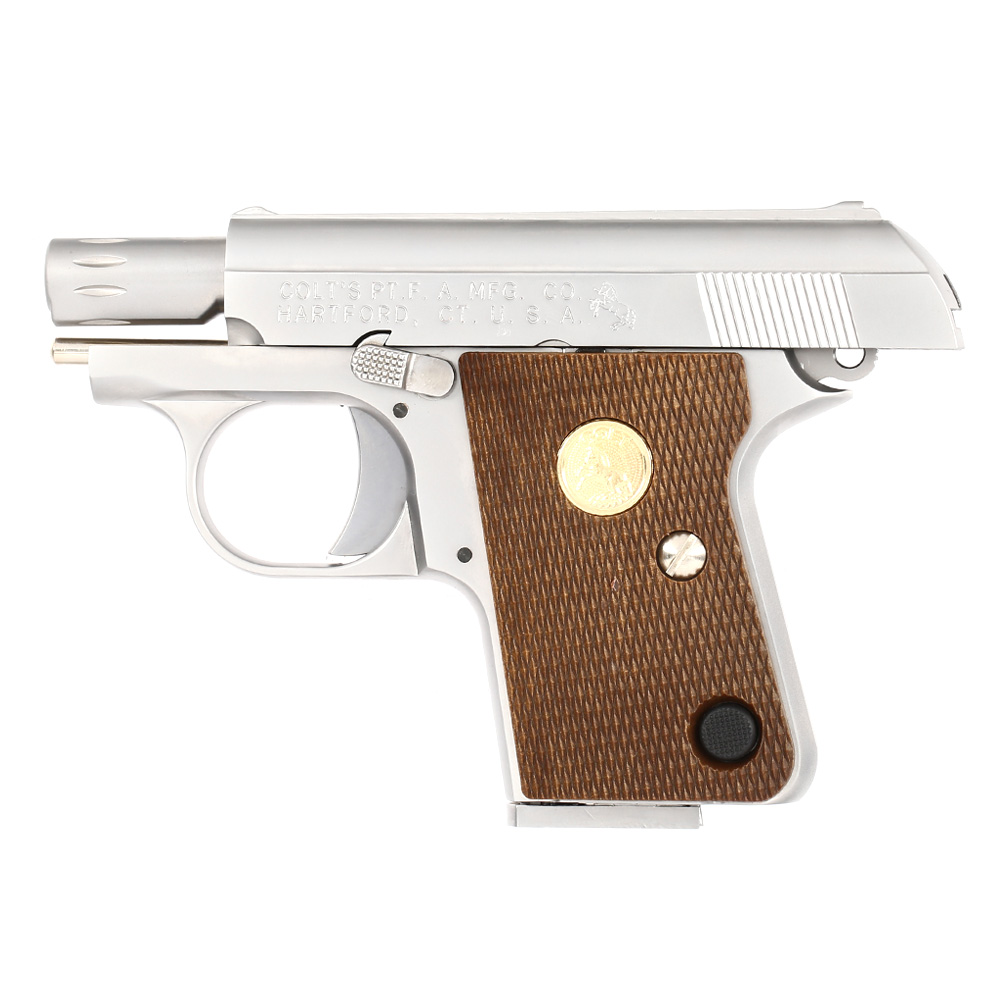 Cybergun / Wei-ETech Colt .25 Vest Pocket Vollmetall GBB 6mm BB silber / braun Bild 2