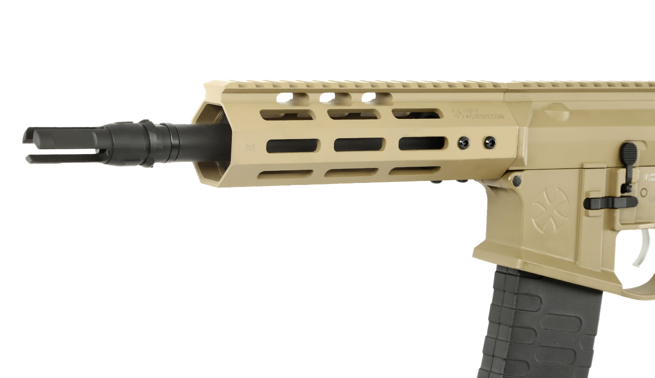 APS / EMG Noveske 7.94 Zoll SBR Gen. 4 eSilver Edge SDU-MosFet Vollmetall S-AEG 6mm BB Tan Bild 6