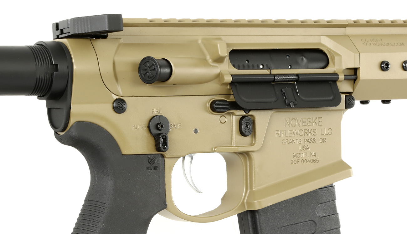 APS / EMG Noveske 7.94 Zoll SBR Gen. 4 eSilver Edge SDU-MosFet Vollmetall S-AEG 6mm BB Tan Bild 8