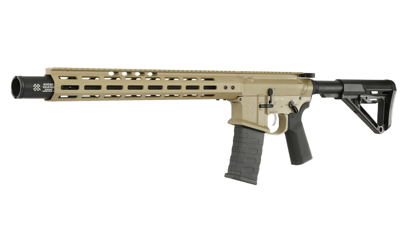 APS / EMG Noveske 13.5 Zoll Infidel Gen. 4 eSilver Edge SDU-MosFet 2.0 Vollmetall S-AEG 6mm BB Tan