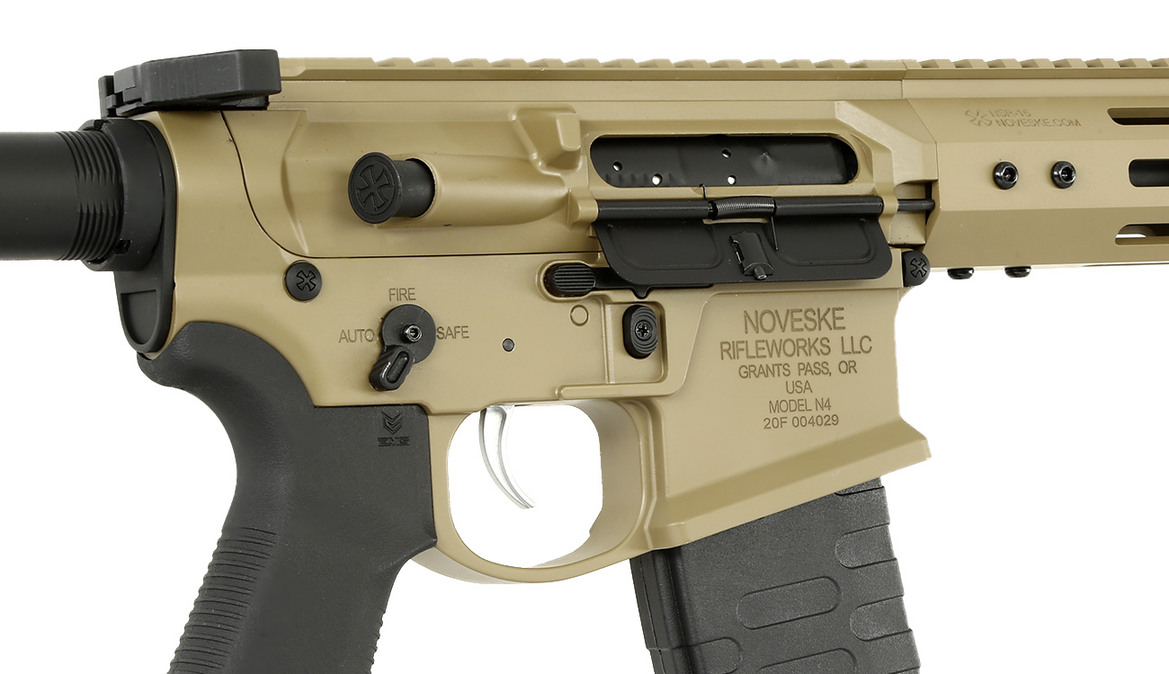 APS / EMG Noveske 13.5 Zoll Infidel Gen. 4 eSilver Edge SDU-MosFet 2.0 Vollmetall S-AEG 6mm BB Tan Bild 8