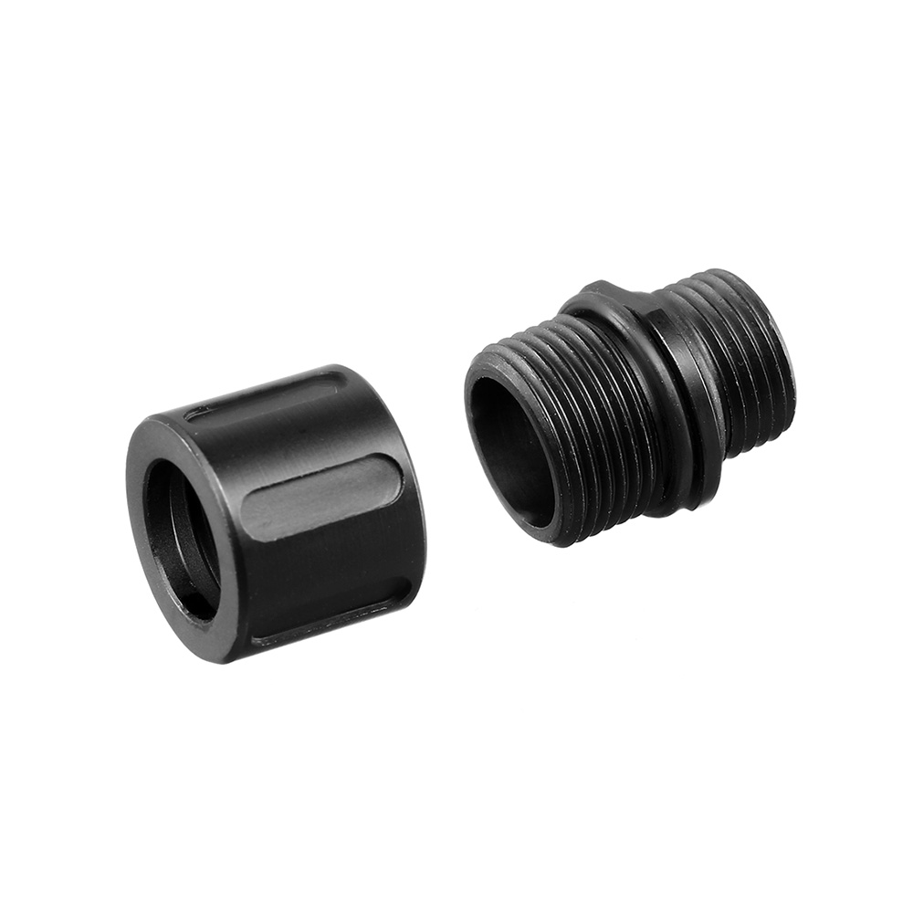 Vorsk Aluminium Schalldmpferadapter Set f. Pistolen 12mm+ auf 14mm- schwarz Bild 1