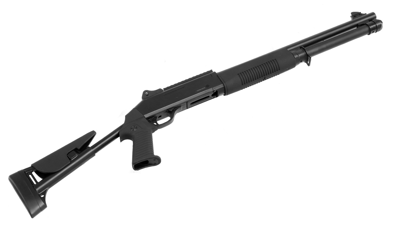 D.E. M56-DL 3 Rounds Multi-Shot Pumpgun Flex-Stock Springer schwarz Bild 5