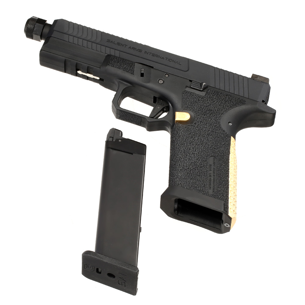 EMG / Salient Arms Int. BLU Threaded Barrel mit Metallschlitten GBB 6mm BB schwarz / gold Bild 6