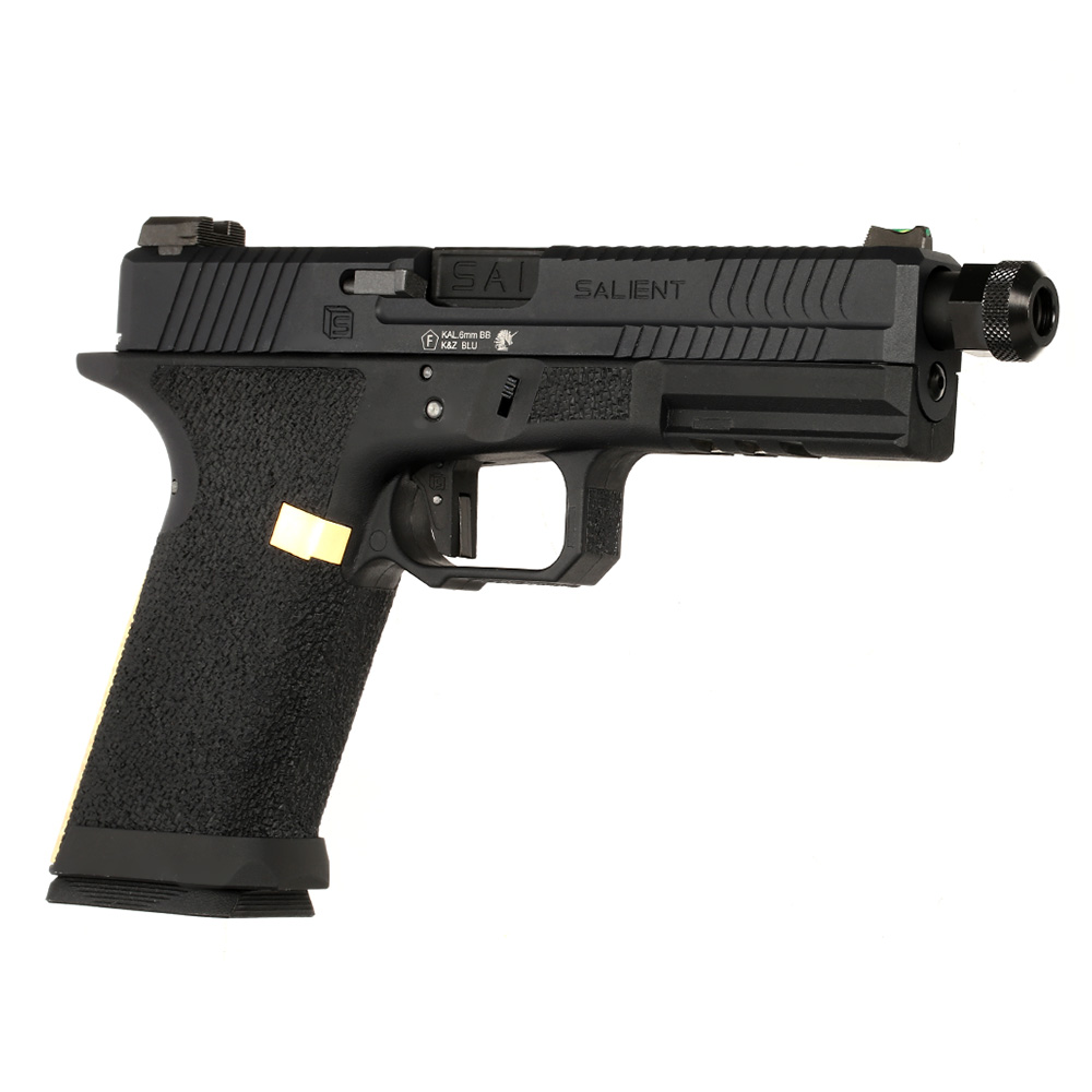 EMG / Salient Arms Int. BLU Threaded Barrel mit Metallschlitten GBB 6mm BB schwarz / gold Bild 7
