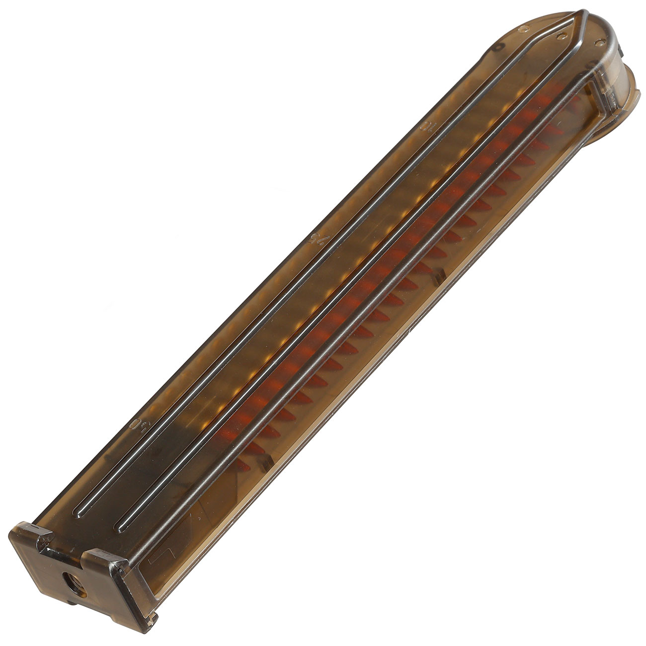 Cybergun FN P90 Magazin Low-Cap 70 Schuss rauch-transparent mit Patronenattrappen Bild 1