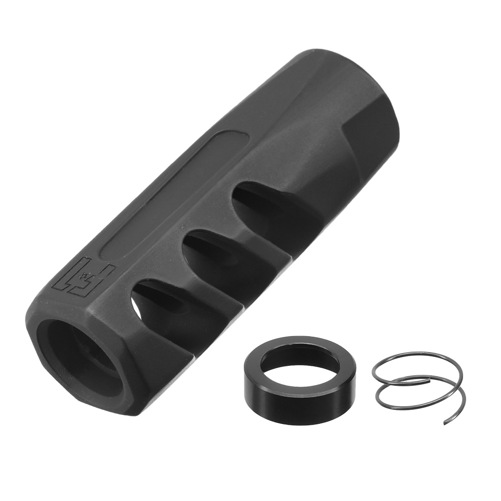 APS / EMG F1 Firearms CMB Flat Faced CNC Aluminium Flash-Hider schwarz 14mm-