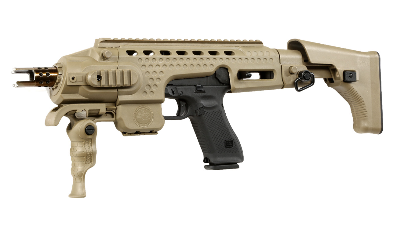 APS Caribe Carbine Conversion Kit f. TM / KSC / WE / VFC G17 / G18C GBB Pistolen Dark Earth
