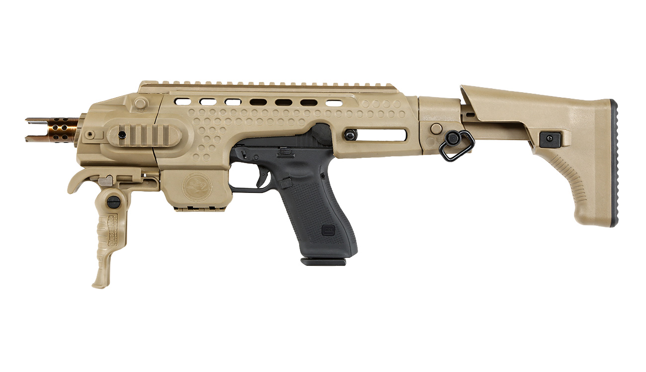 APS Caribe Carbine Conversion Kit f. TM / KSC / WE / VFC G17 / G18C GBB Pistolen Dark Earth Bild 1