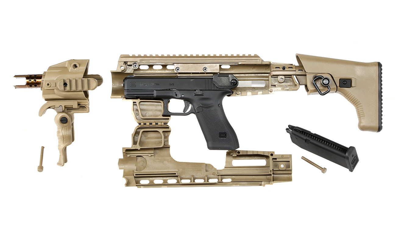 APS Caribe Carbine Conversion Kit f. TM / KSC / WE / VFC G17 / G18C GBB Pistolen Dark Earth Bild 7