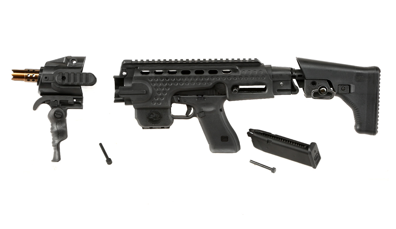 APS Caribe Carbine Conversion Kit f. TM / KSC / WE / VFC G17 / G18C GBB Pistolen schwarz Bild 6