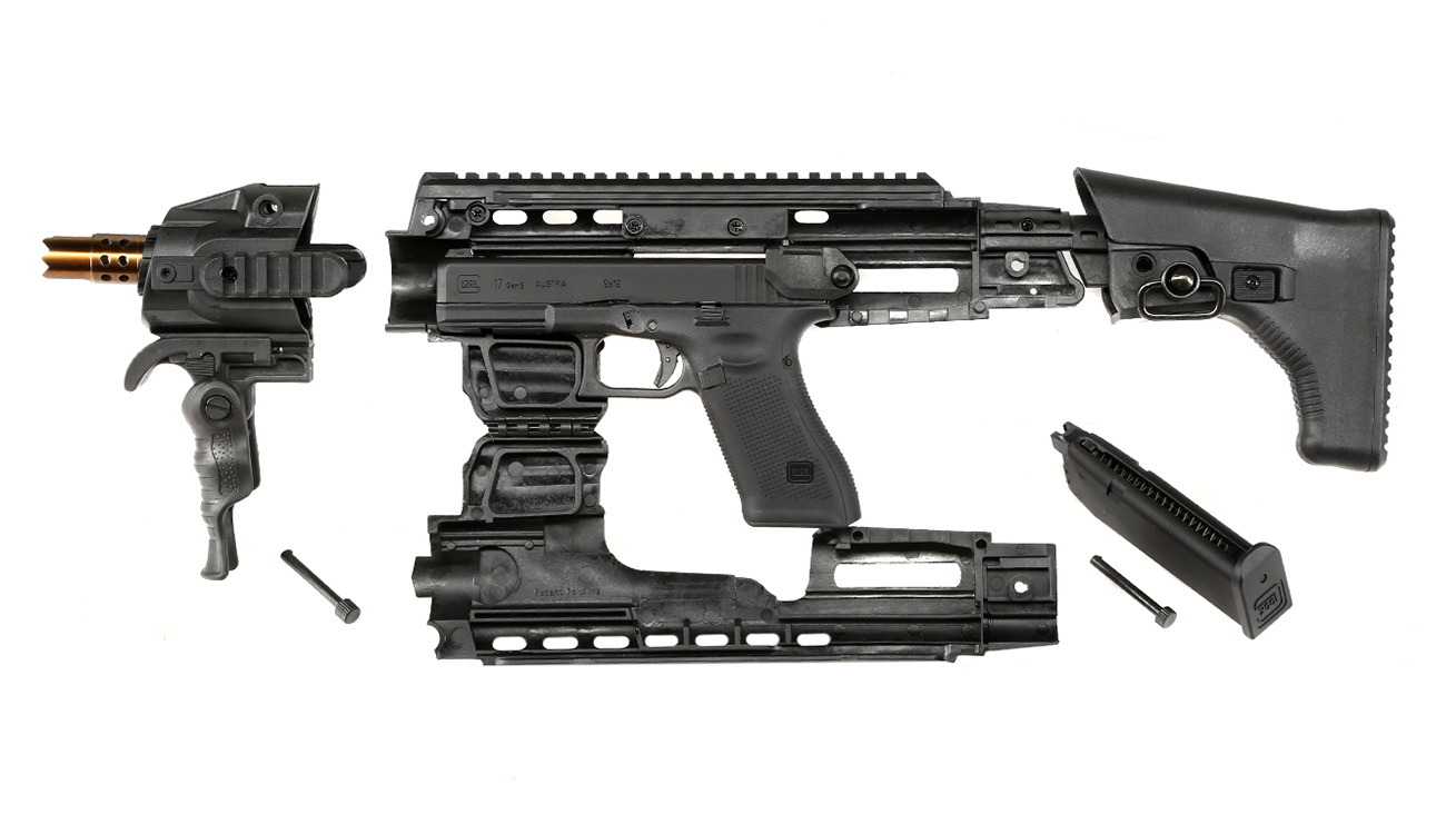 APS Caribe Carbine Conversion Kit f. TM / KSC / WE / VFC G17 / G18C GBB Pistolen schwarz Bild 7
