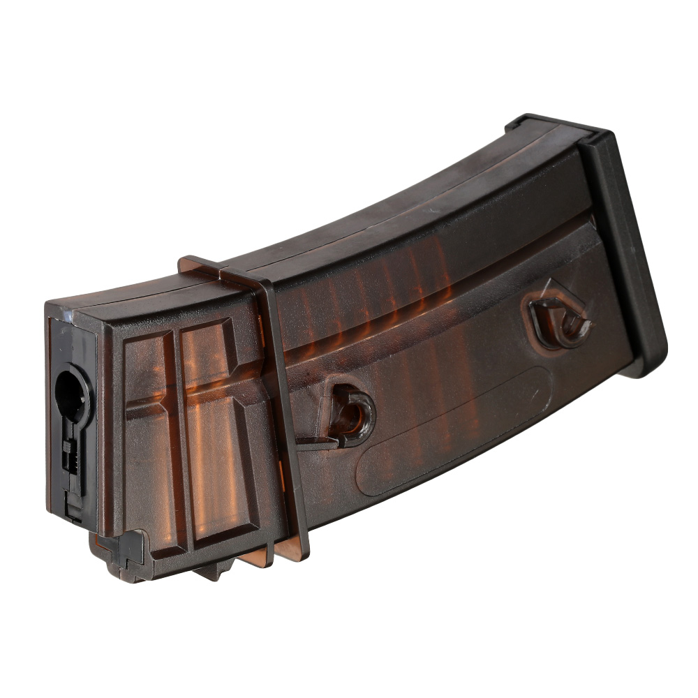 Double Bell G36 Magazin Low-Cap 50 Schuss schwarz-transparent mit Deko-Patronen