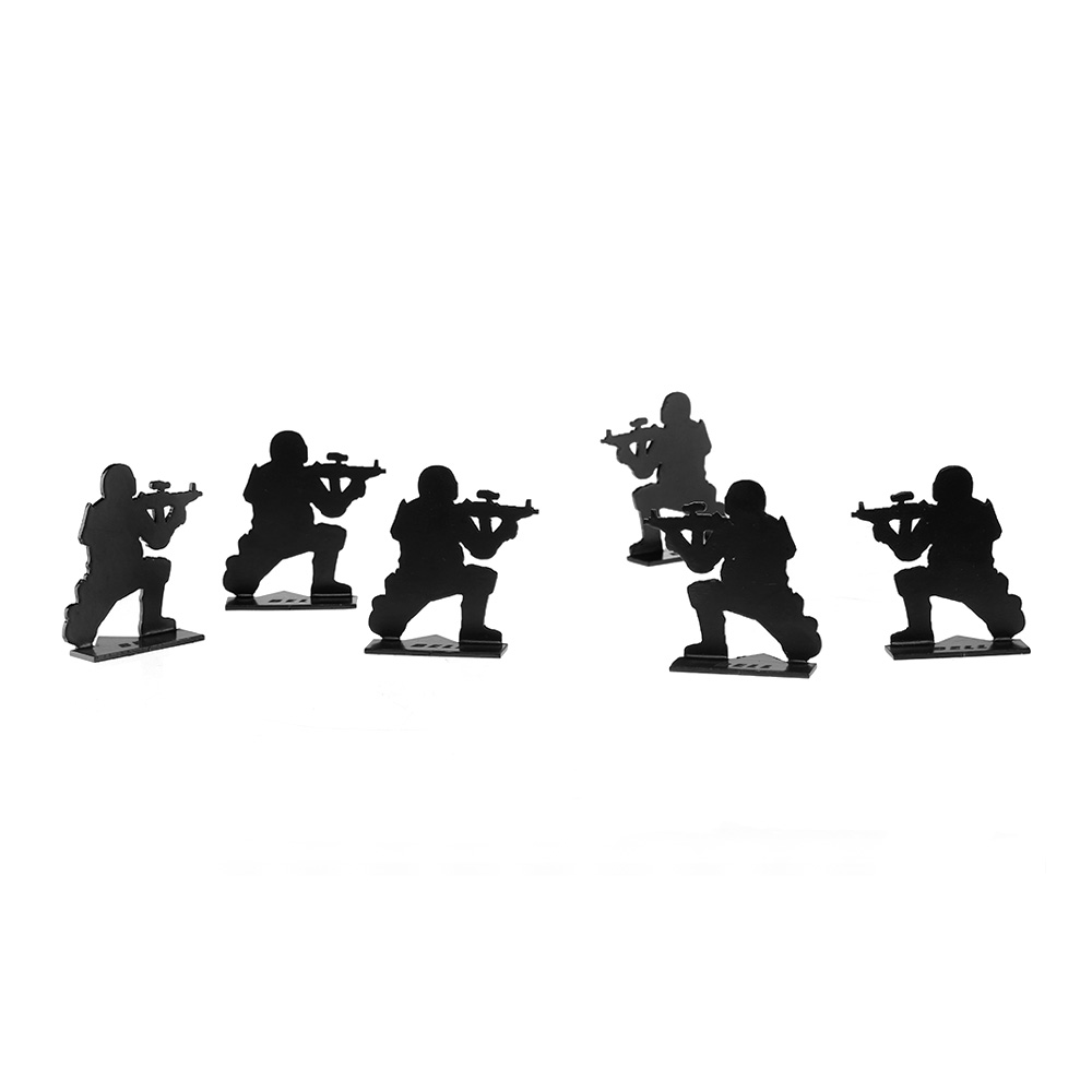 Double Bell Soldiers Stand em Up Combat Targets Metall-Schiefiguren 6 Stck schwarz