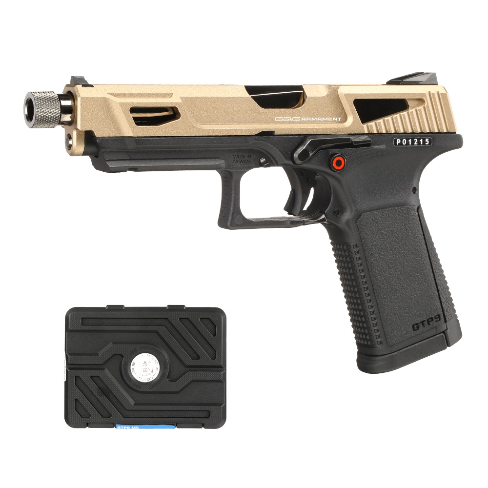 G&G GTP9 MS Airsoftpistole mit Metallschlitten GBB 6mm BB Desert Tan inkl. Pistolenkoffer