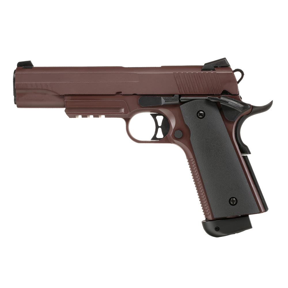 Double Bell M1911 Tactical Vollmetall CO2BB 6mm BB Crimson Brown inkl. Pistolenkoffer Bild 1